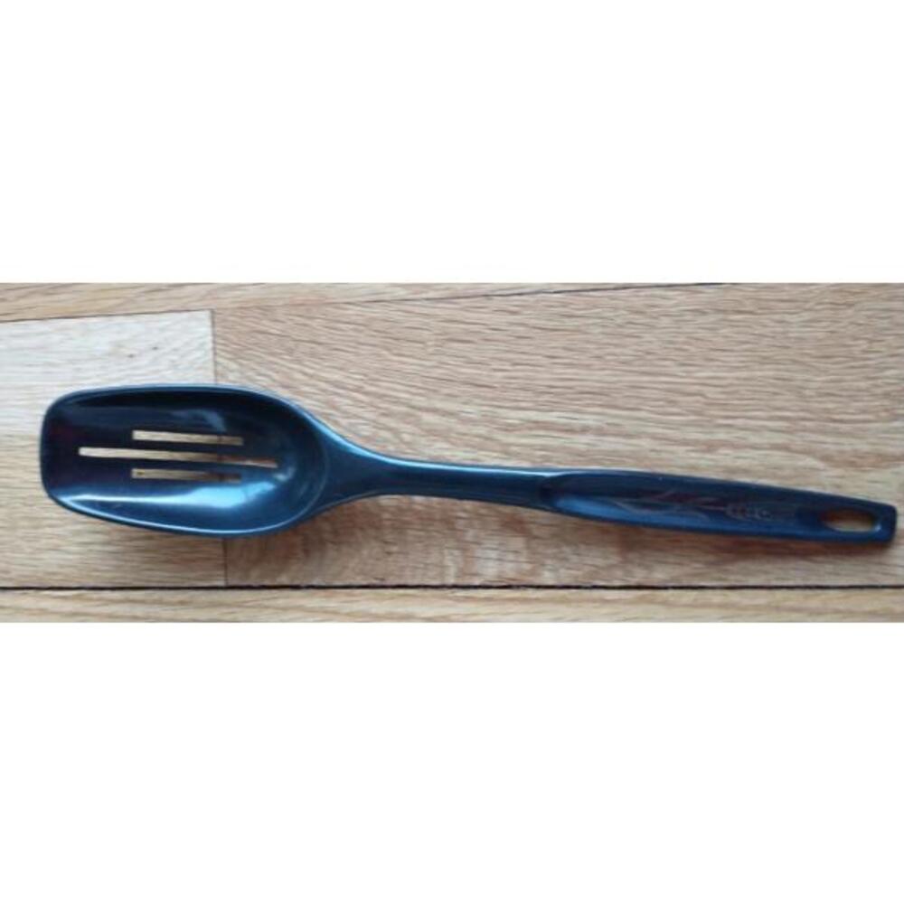 Vintage Foley Slotted Spoon Wheat Nylon Plastic 11" Black Utensil